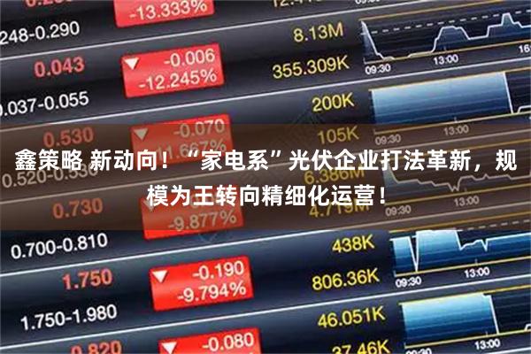 鑫策略 新动向！“家电系”光伏企业打法革新，规模为王转向精细化运营！